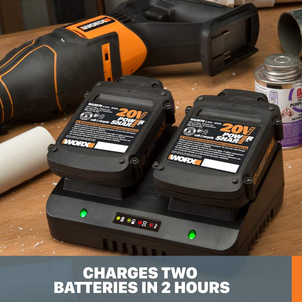 Worx 20V Li-ion Dual Port WA3770 2 Hour Charger