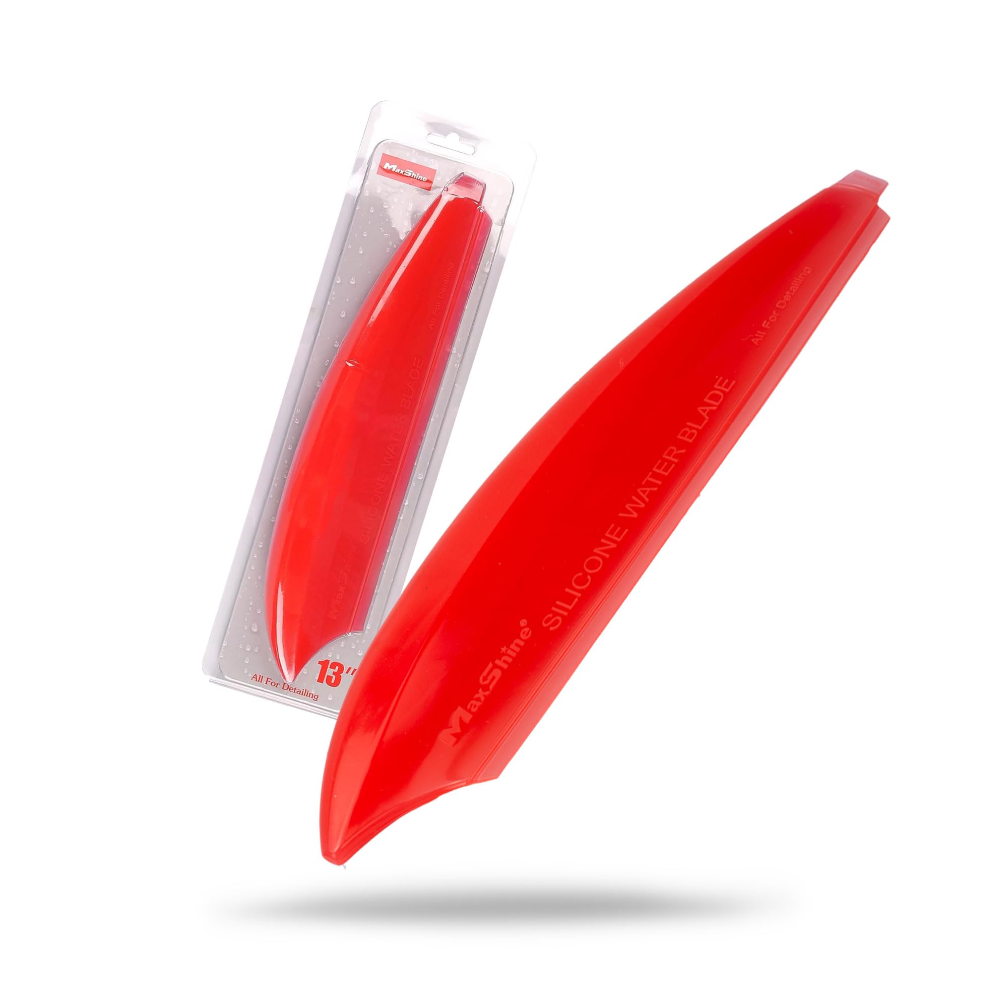 Maxshine Silicone Universal Water Blade for Car Drying – Red – Soft Flexible Squeegee for Quick Water Removal – Safe for Paint, Glass & Windows – Auto Detailing Tool - Red