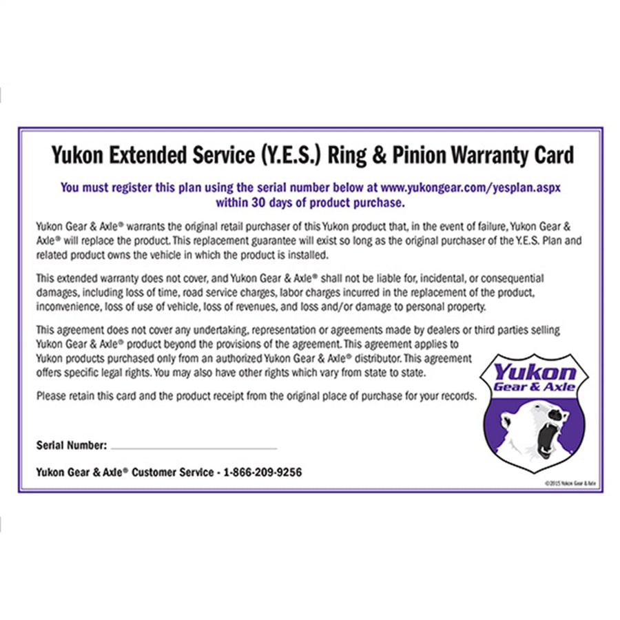 Extended Service Plan Yukon Gear & Axle for Ring & Pinion