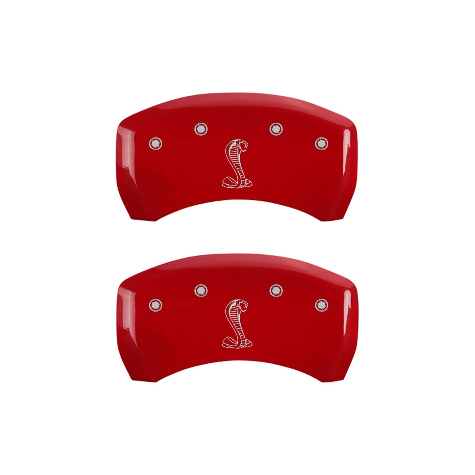 Red MGP Caliper Covers 10010RCNKRD Brake Covers Engraved with Silver COBRA/Tiffany Snake (Set of 2)