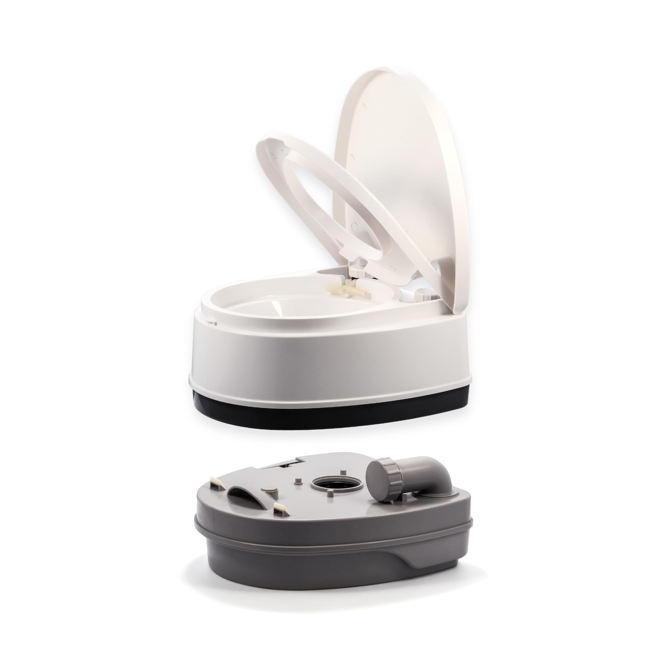 Camco Premium RV Travel Toilet - Features a 5.3-Gallon Detachable Holding Tank, Pump Flush Design & Spring-Loaded Latch (41535)