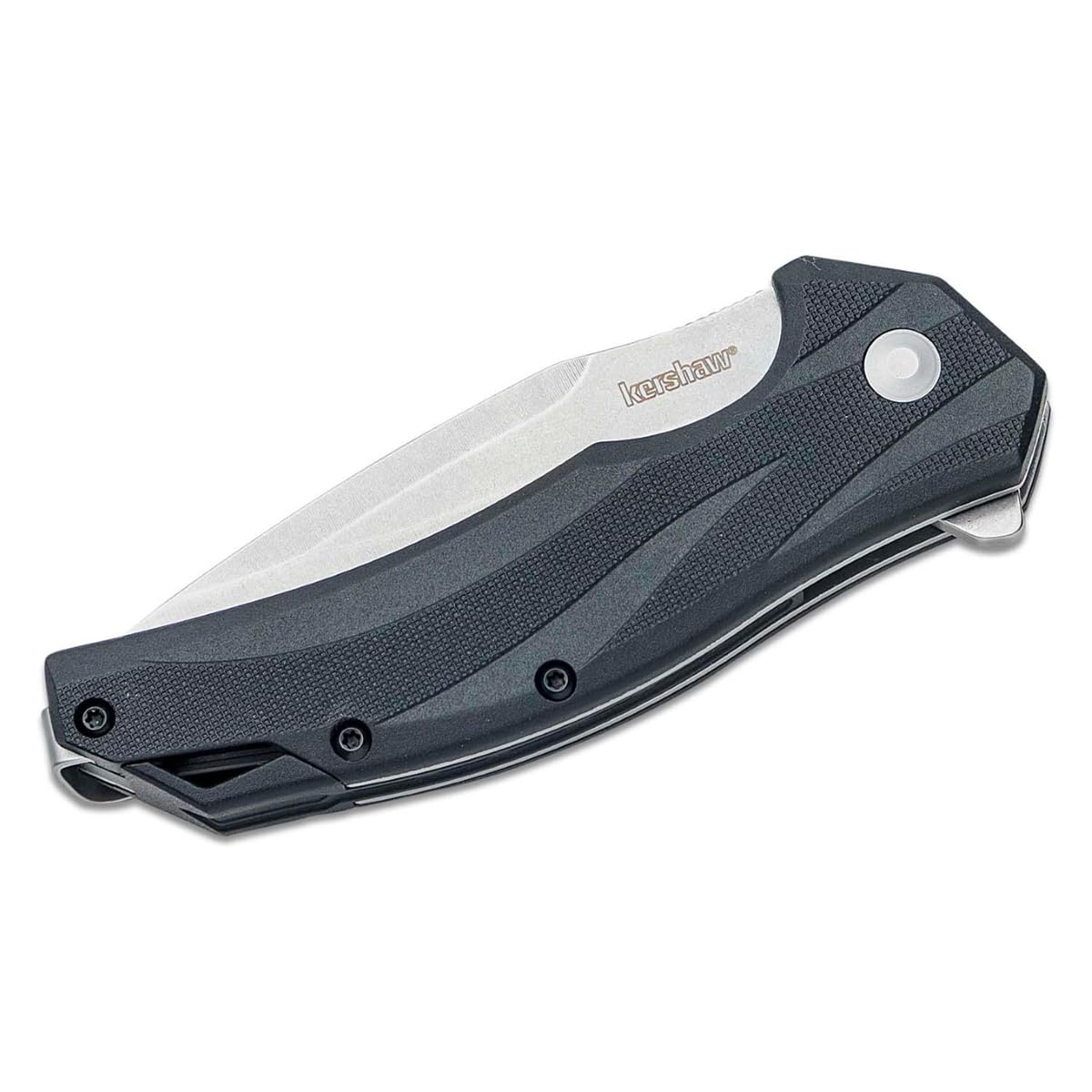 Lateral Kershaw Folding Pocket Knife, 3.1 inch Stonewashed Blade, Pocketclip,BLACK