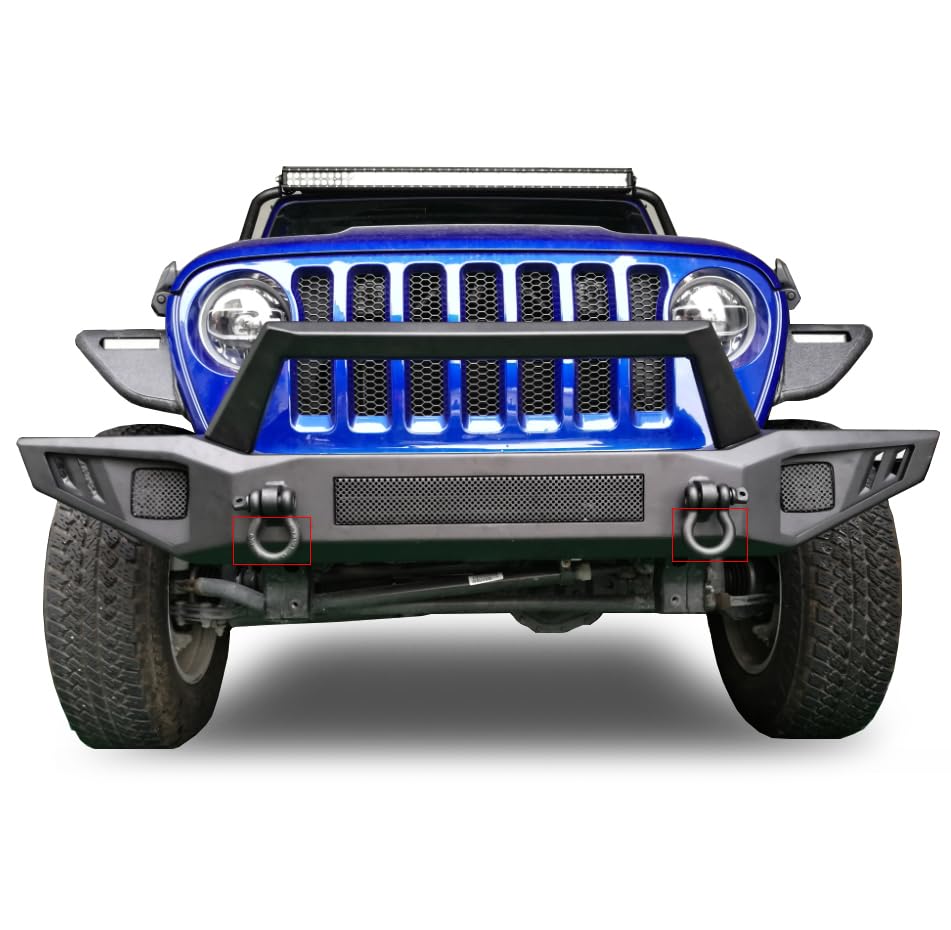 Heavy Duty Black Horse Armour Front Bumper I Front Bumper Matte Black Compatible with 20-24 Gladiator (Excl.Plug-in Hybrid Models)|18-24 Wrangler (Excl. 20-24 Rubicon Trim)-AFB-WR20