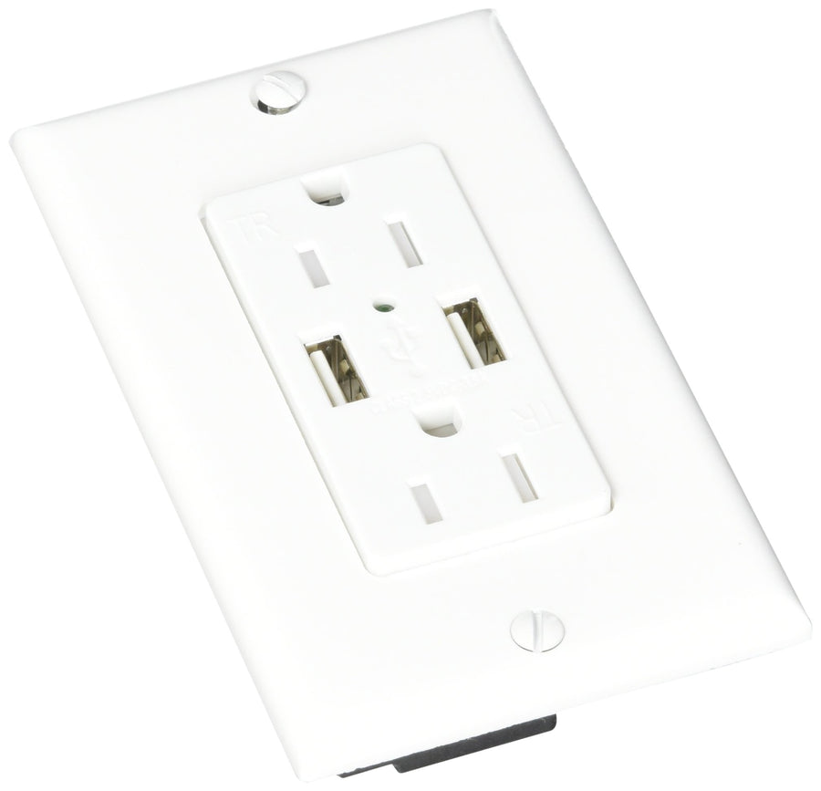 Dual USB Charger Diamond Group 61070USB with White Duplex Receptacle