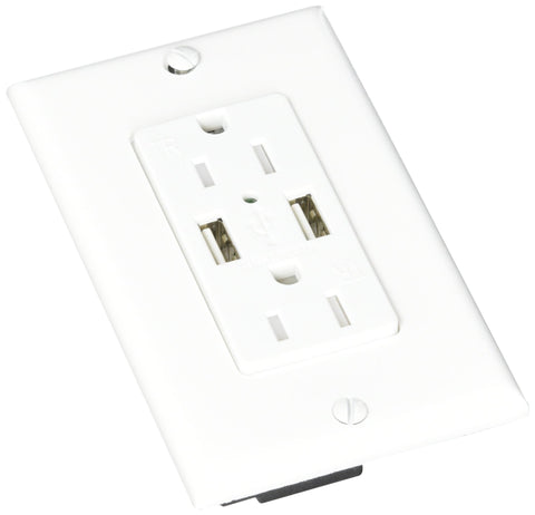Dual USB Charger Diamond Group 61070USB with White Duplex Receptacle