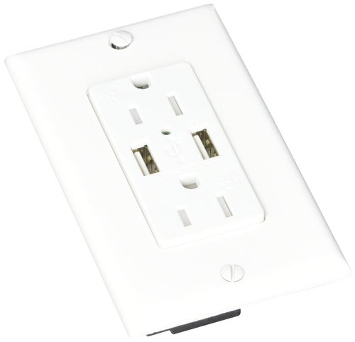 Dual USB Charger Diamond Group 61070USB with White Duplex Receptacle