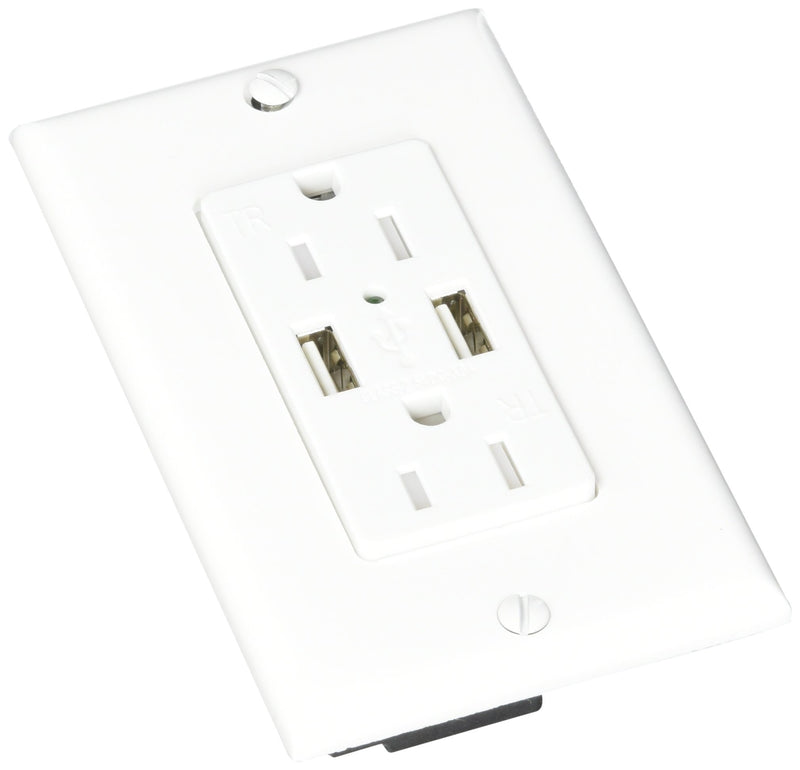 Dual USB Charger Diamond Group 61070USB with White Duplex Receptacle