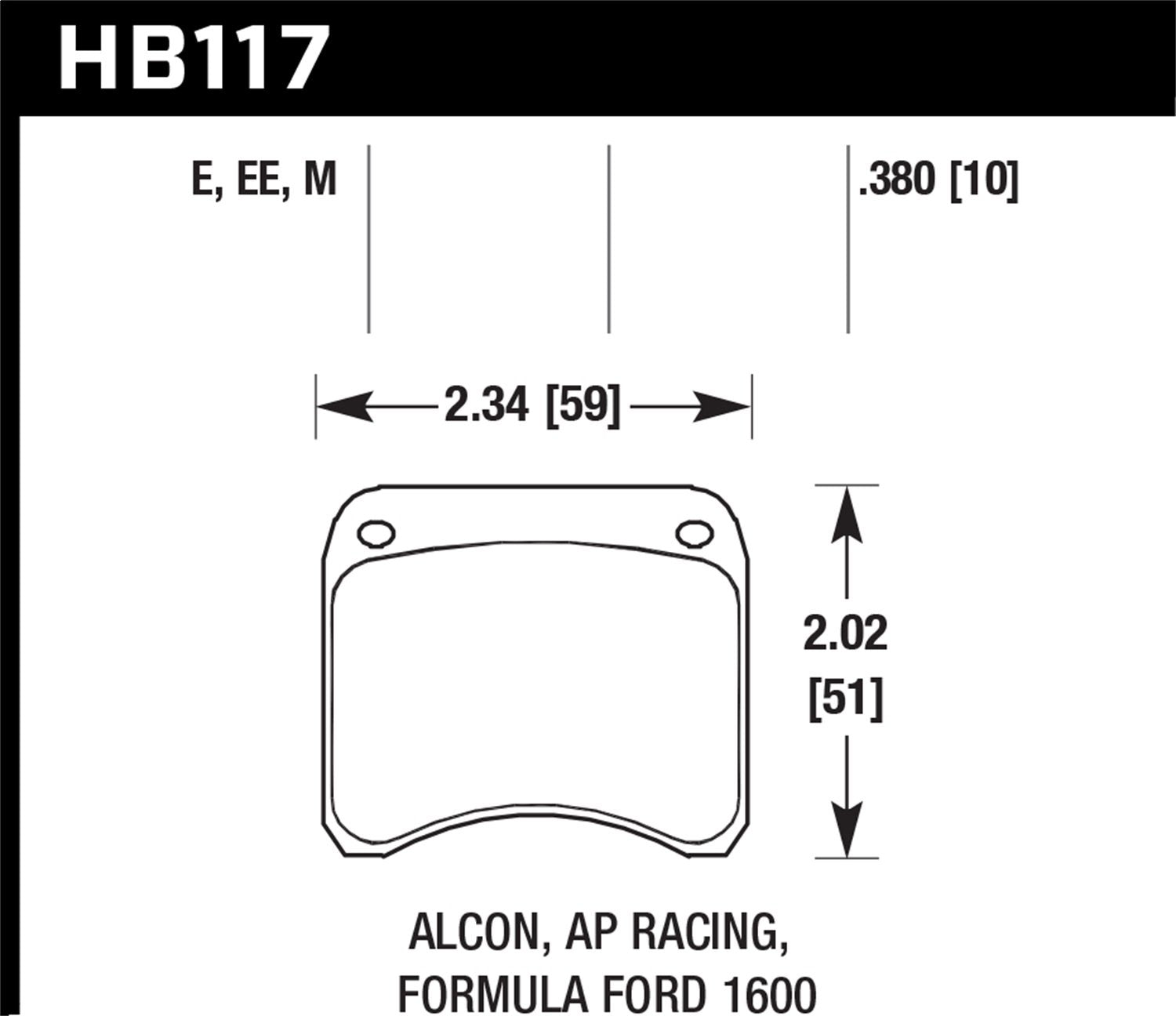 Hawk Performance Blue HB117E.380 9012 Motorsport Brake Pads