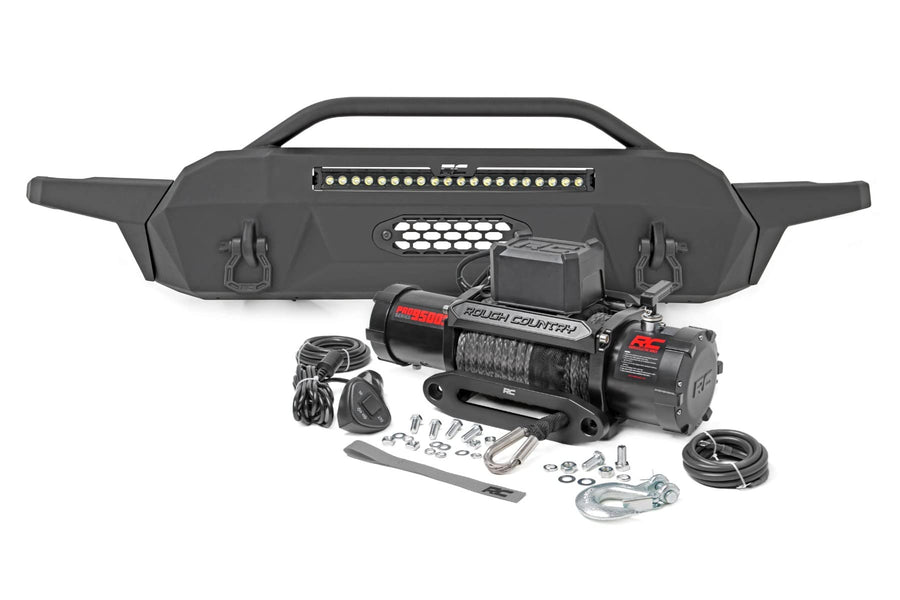 Rough Country High Clearance LED Front Bumper w/9500s for 16-22 Tacoma - 10728