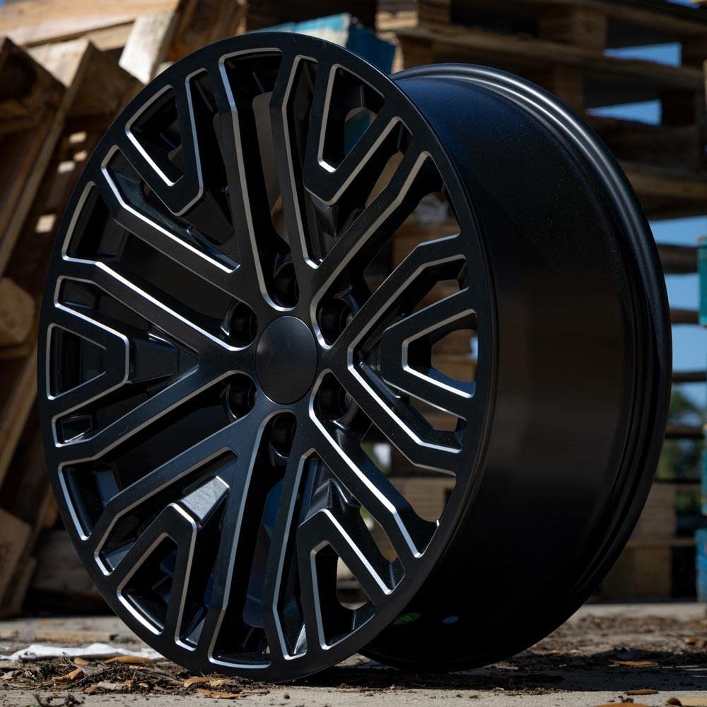 22 Inch OE Wheels CV37 Rim Fits Sierra 1500 Style 6x139.7 22x9 Satin Black with Milled Edge - Hollander 5906 (1)