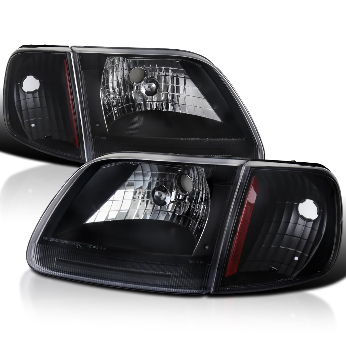 Black Headlights + Corner Lights SPEC-D TUNING Compatible with 1997-2003 Ford F-150/97-02 Expedition Head Lights Lamps Assembly L+R Pair