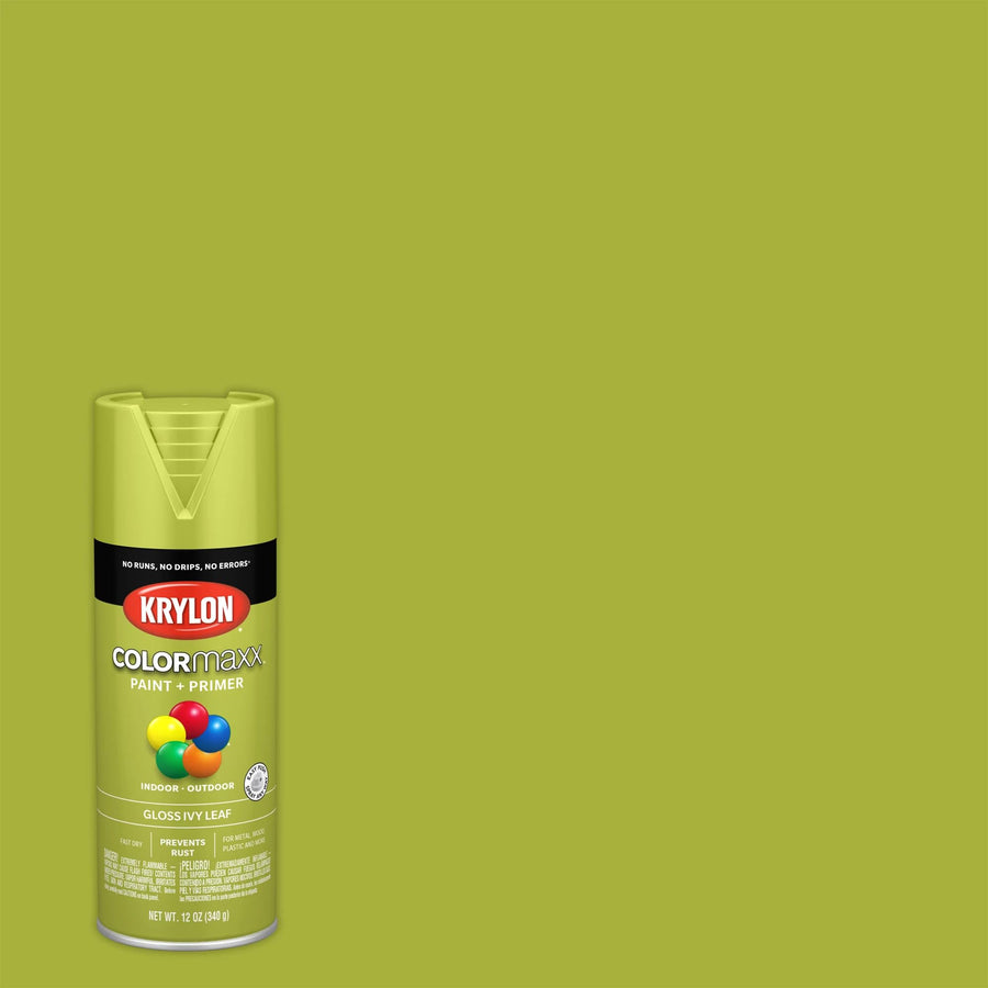Krylon K05525007 Spray Paint and Primer COLORmaxx for Indoor/Outdoor Use, Gloss Ivy Leaf Green, 12 Ounce (Pack of 1)
