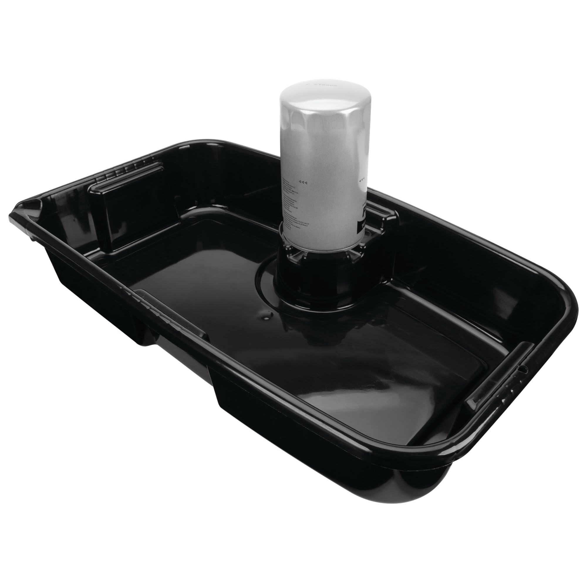 11-Quart Performance Tool W4079 Oil Drain Pan, Chemical-Resistant, Oil Filter Stand, Black