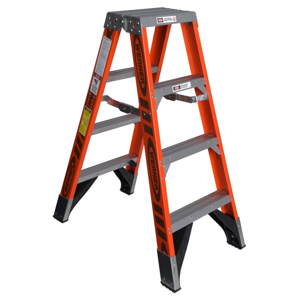 Twin Stepladder Werner,Fiberglass,IAA,4ft,T7400