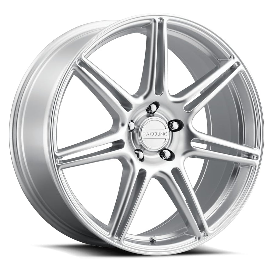 Apex Raceline Wheels Hyper Silver 20X8.5 5X120 +40mm 7 Spoke Aluminum Passenger Car Wheels, Replacement Car Rims