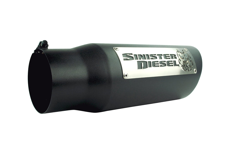 Dual Wall Sinister Diesel Exhaust Tip W/Angle Cut 4" to 5" Black