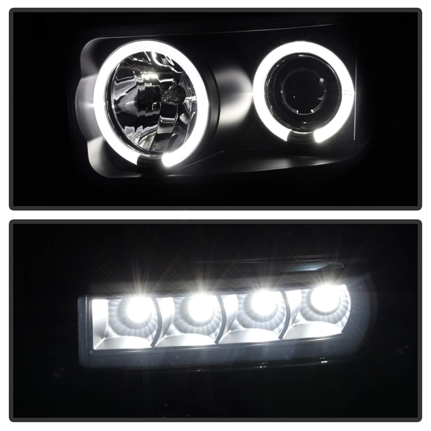 Spyder Auto 5078490 Spyder Ford F250/350/450 Super Duty 08-10 Projector Headlights - LED Halo - LED (Replaceable LEDs) - Black Smoke - High H1 (Included) - Low H1 (Included)