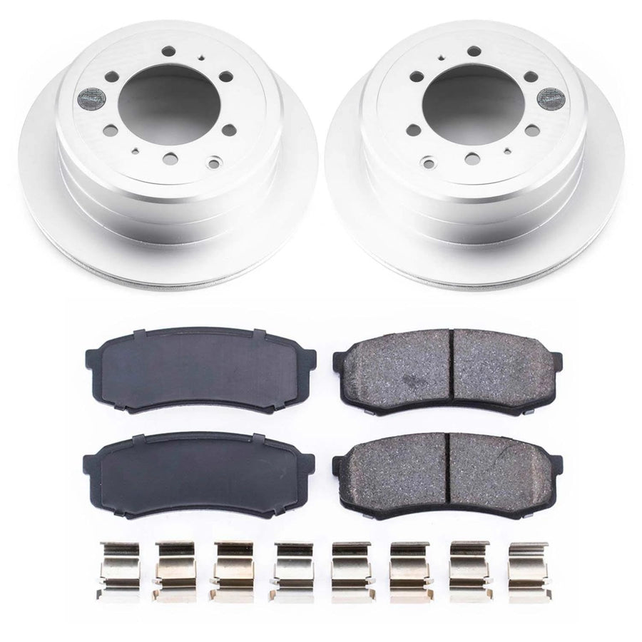 Power Stop CRK1156 Brake Rotors and Z17 Ceramic Brake Pads Kit Rear For Lexus LX450 1996-1997, Toyota Land Cruiser 1993-1997 [Model Specific]
