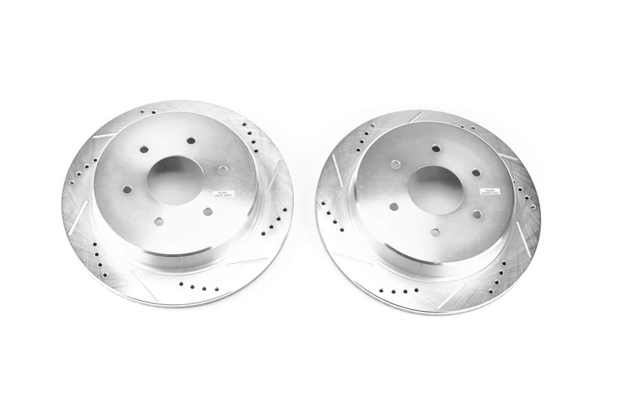 Power Stop JBR1753XPR Rear Brake Rotor Pair Drilled and Slotted For Nissan TITAN 2017-2024 [Model Specific]