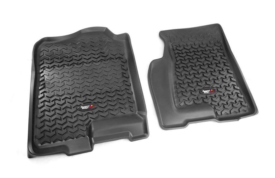Front Floor Liners Rugged Ridge for Silverado/Sierra | Pair, All-Terrain, Black | 82901.02 | Fits 1999-2006 Silverado/Sierra 1500 Extended/Crew Cab & Silverado 2500/3500 Extended Cab