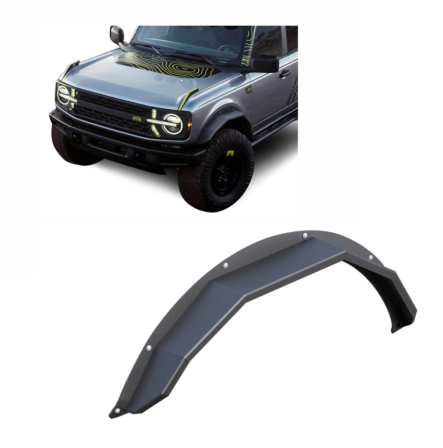 Heavy Duty Black Horse Off Road Fender Flares Sheet Metal Plate Black Compatible with 2021-2023 Ford Bronco-FF-FBF21HD