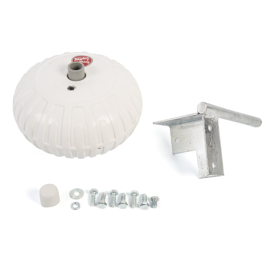 Dock Pro Taylor Made Products Inflatable Dock Boat Wheels – Corner Mount Dock Wheel, White (9") – Cusions Boats, Protects Docks, Hot-Dipped Galvanized Hardware – 2020108496