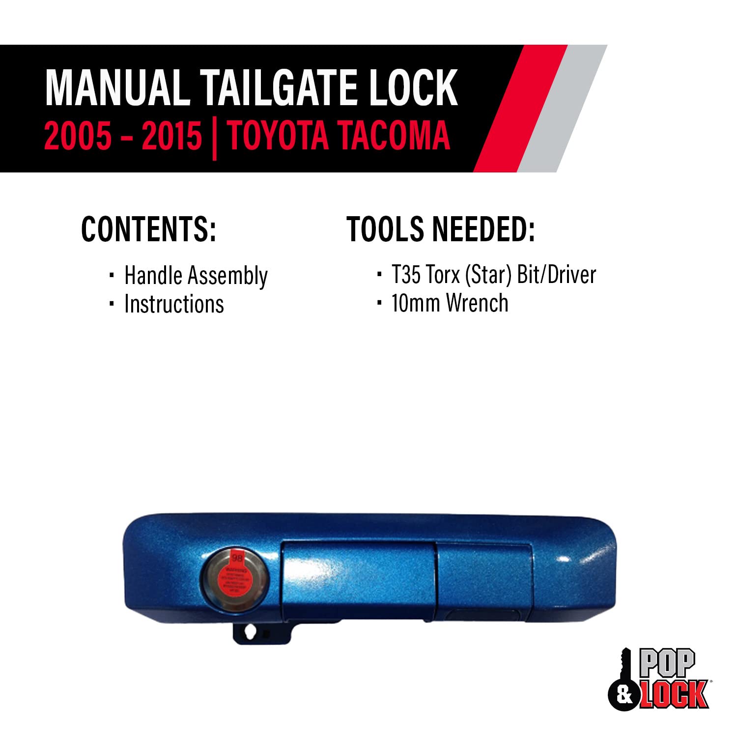 Pop & Lock PL5402 Manual Tailgate Lock with Bolt Codeable Technology for Toyota Tacoma Speedway Blue