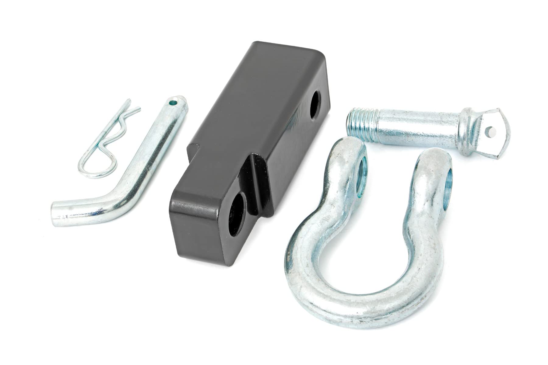 2" Receiver D-Ring Shackle Kit Rough Country | Hitch Pin Included - RS157A,Black