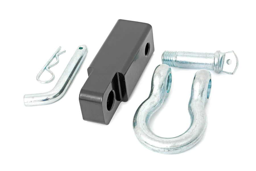 2" Receiver D-Ring Shackle Kit Rough Country | Hitch Pin Included - RS157A,Black