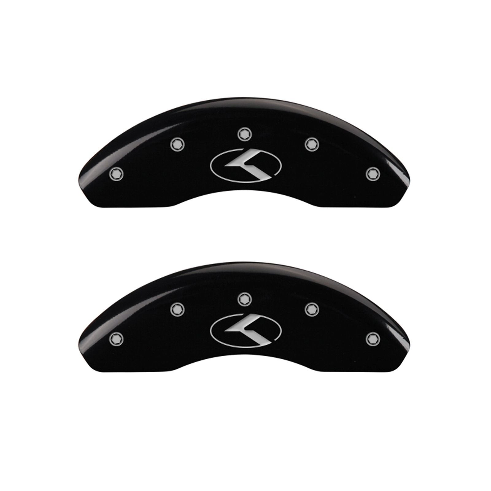 MGP Set of 4 Caliper Covers 21187SCRKBK, Engraved Front and Rear: Circle K/Kia, Black Powder Coat Finish, Silver Characters
