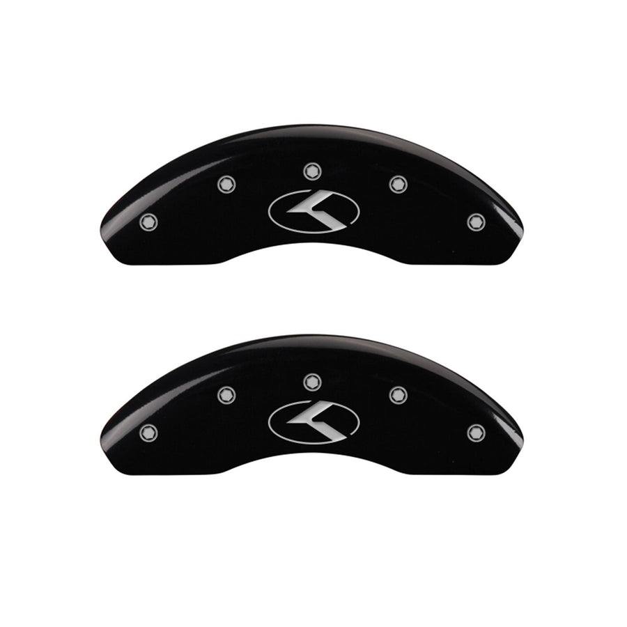 MGP Set of 4 Caliper Covers 21187SCRKBK, Engraved Front and Rear: Circle K/Kia, Black Powder Coat Finish, Silver Characters