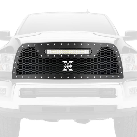 Laser Torch Grille, 2013-2018 Ram 2500, 3500 Black, Replacement, Chrome Studs with (1) 20" LED - PN #7314521