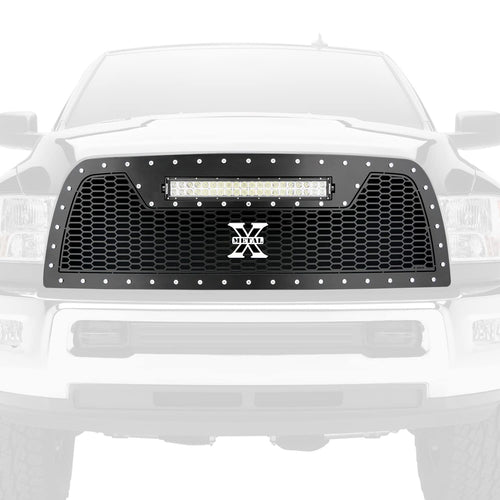 Laser Torch Grille, 2013-2018 Ram 2500, 3500 Black, Replacement, Chrome Studs with (1) 20" LED - PN #7314521