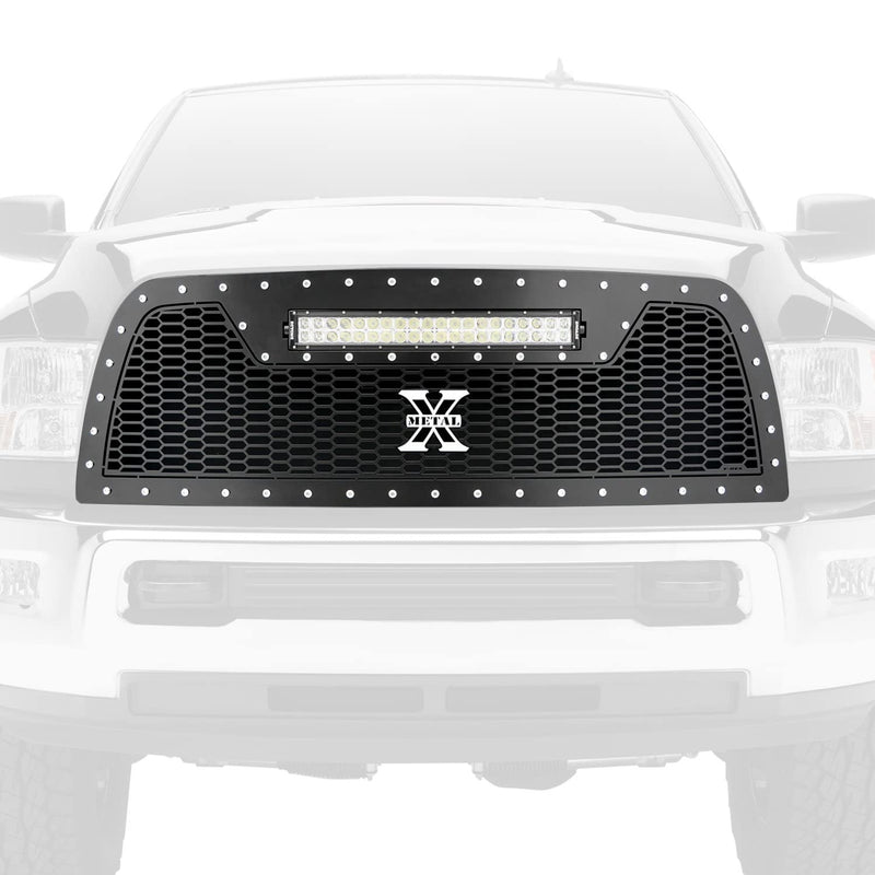 Laser Torch Grille, 2013-2018 Ram 2500, 3500 Black, Replacement, Chrome Studs with (1) 20" LED - PN #7314521