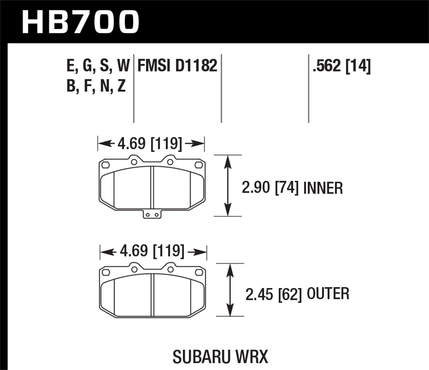 Hawk Performance Blue HB700E.562 9012 Motorsport Brake Pads