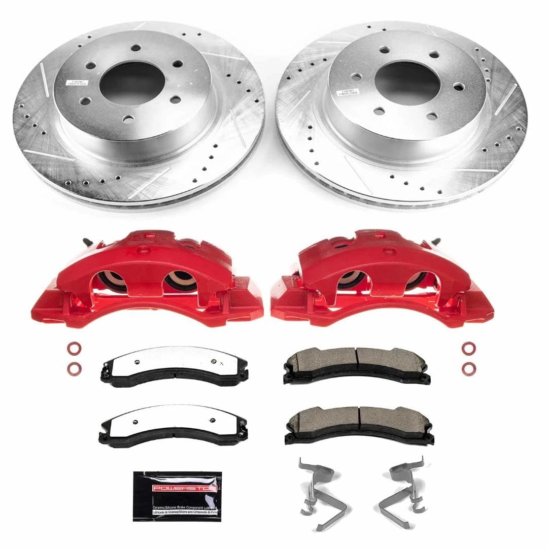 Power Stop Z36 Truck & Tow KC7875-36 Front Caliper Kit-Rotors, Carbon Ceramic Brake Pads, Calipers For Nissan TITAN XD 2016-2022 [Model Specific]