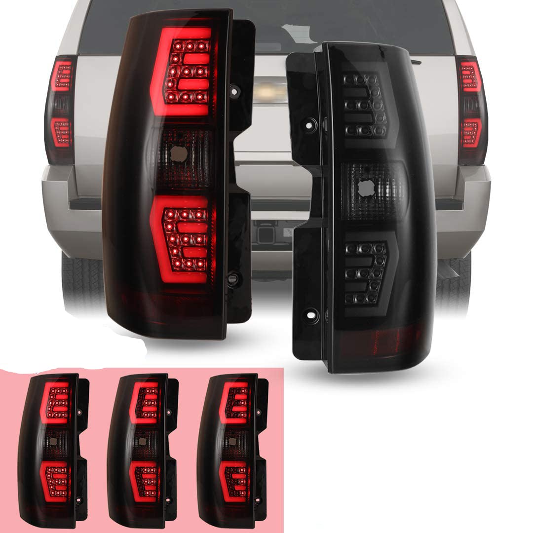 Winjet LED Sequential Tail Lights Compatible with [2007-2013 Chevy Suburban Tahoe Yukon] Rear Lamps (Smoke)