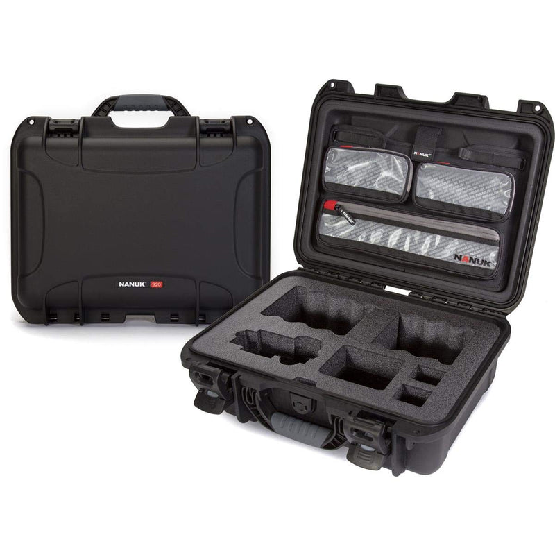 Waterproof Nanuk 920 Hard Case with Lid Organizer for Sony a7R Size Camera - Black