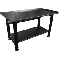 Heavy Duty Performance Tool W54991 Shop Table, Powder-Coated Steel, Bottom Shelf, 1400 Lb. Capacity, Black