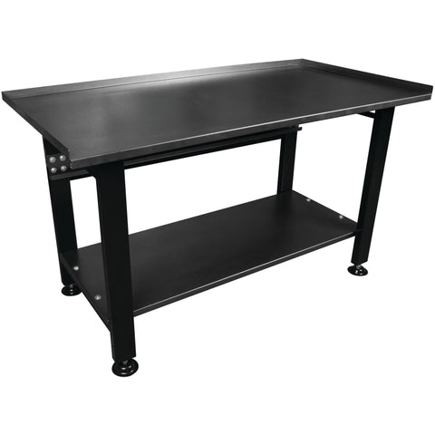 Heavy Duty Performance Tool W54991 Shop Table, Powder-Coated Steel, Bottom Shelf, 1400 Lb. Capacity, Black