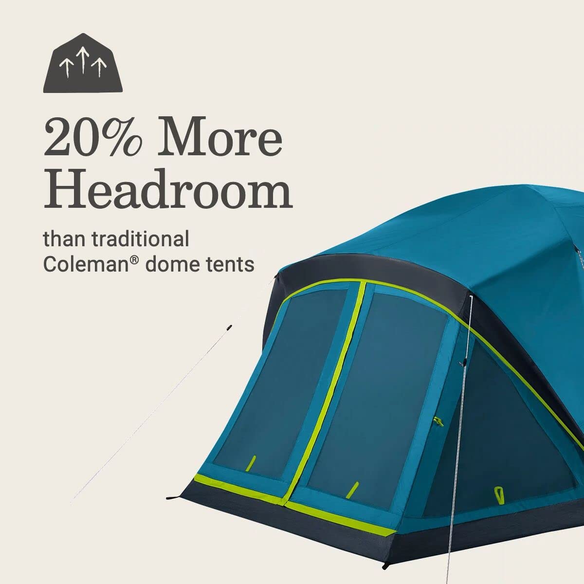 Coleman Camping Tent Skydome with Dark Room Technology, 4 Person with Screen Room