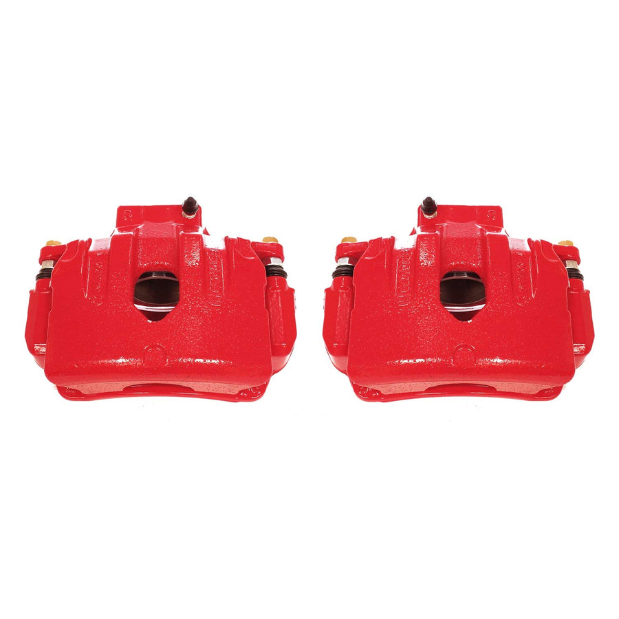 Power Stop Pair of High-Temp Red Powder Coated Front Calipers For Hyundai Genesis Coupe 2010-2016 [Model Specific]