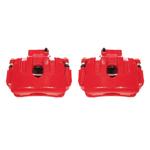 Power Stop Pair of High-Temp Red Powder Coated Front Calipers For Hyundai Genesis Coupe 2010-2016 [Model Specific]