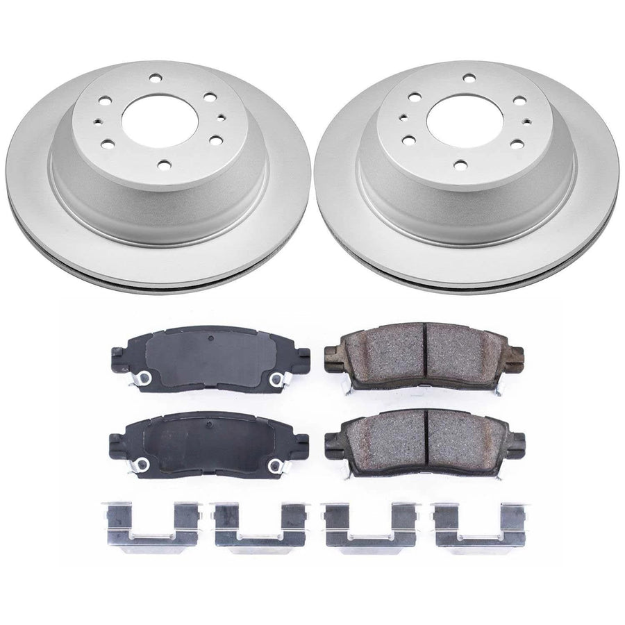 Power Stop CRK2050 Brake Rotor & Coated Ceramic Brake Pads- rear For Rainier, SSR, Trailblazer, Trailblazer EXT, Envoy, Envoy XL, Envoy XUV, Ascender, Olds Bravada, Saab 9-7x [Model Specific]