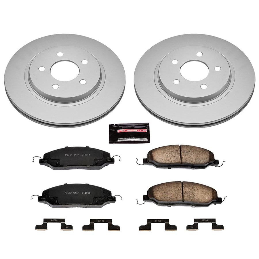 Power Stop CRK1384 Brake Rotor & Coated Ceramic Brake Pads- rear For Ford Mustang 2005-2011 [Model Specific]