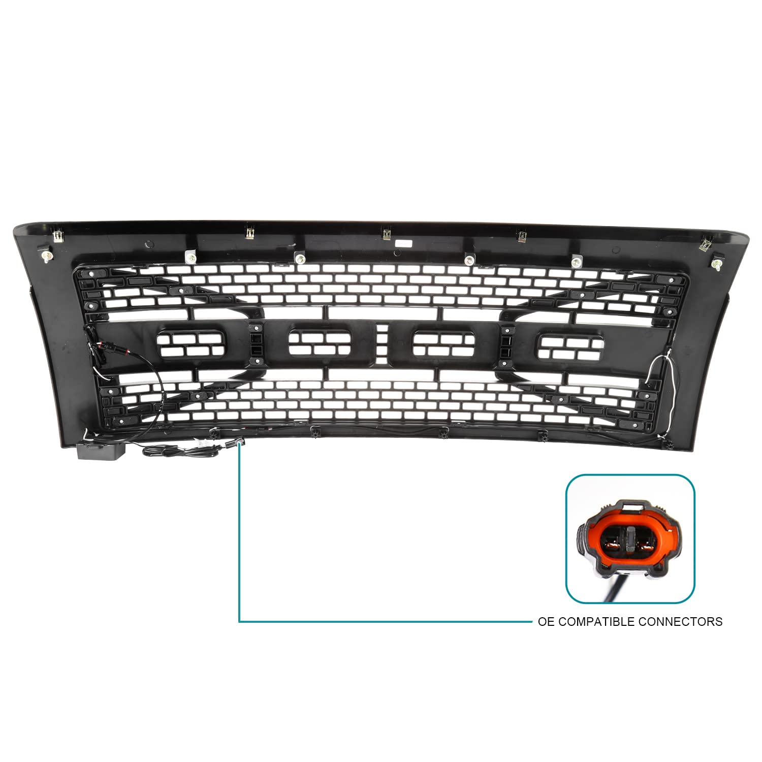 Black Mesh Front Hood Grille w/LED Light Tubes Spec-D Tuning Compatible with 2009-2014 Ford F-150