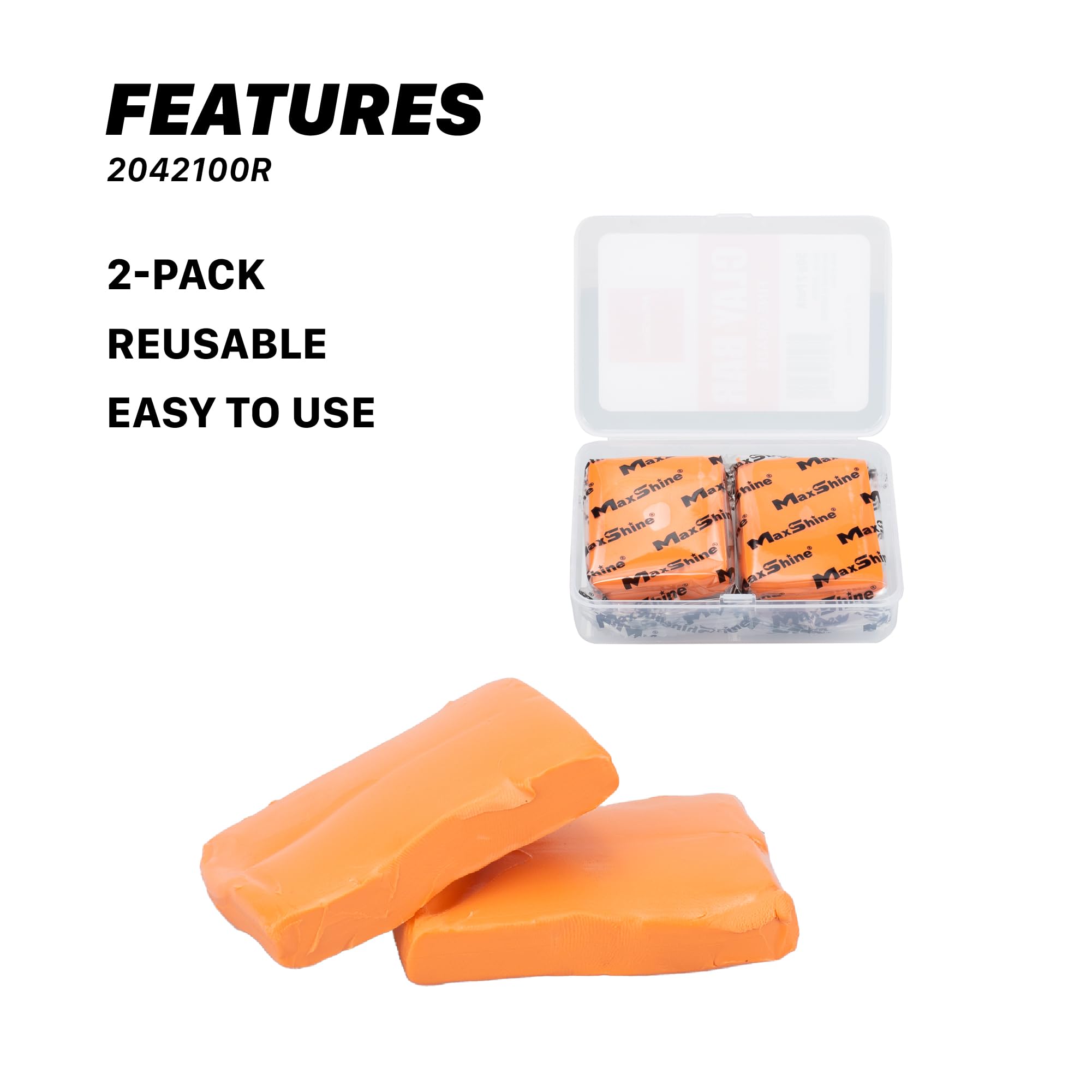 Maxshine Magic Clay Bar 2-Pack (50g) Heavy Grade Material for Car Auto Detailing - Cleans & Removes Surface Contaminants Paintwork, Glass, Plastic, Metal Surface (2-Pack Fine Grade)