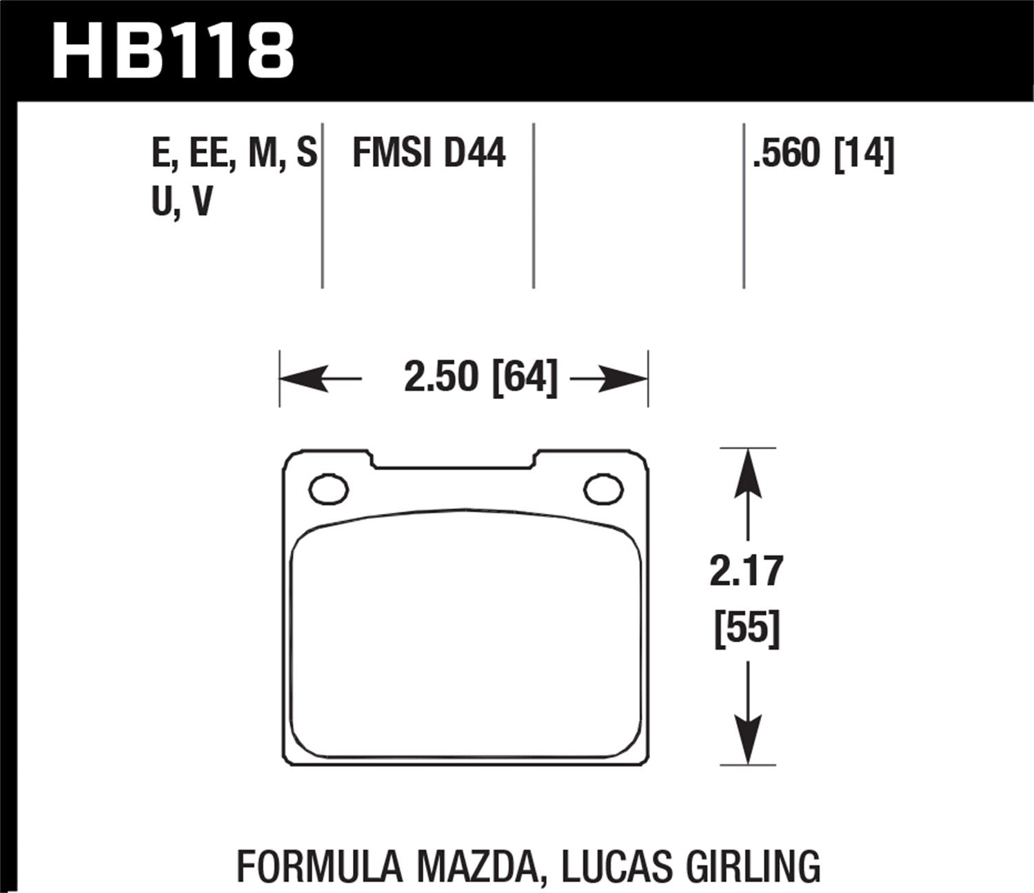 Hawk Performance Blue HB118E.560 9012 Motorsport Brake Pads