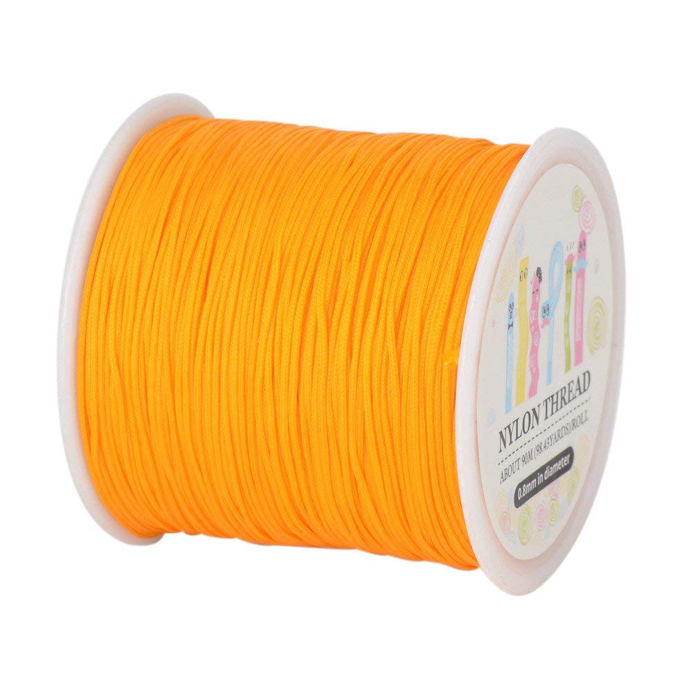 JEWELEADER About 98 Yards Braided Nylon Craft Cord Thread 0.8mm Satin Trim Chinese Knotting Beading for DIY Jewellery Making Macrame Kumihimo Shamballa Friendship Bracelets - Dark Orange