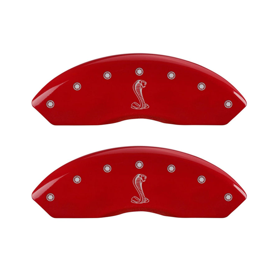 MGP 10017SSNKRD Caliper Covers Red Brake Covers Engraved with Silver Tiffany Snake (Set of 4)